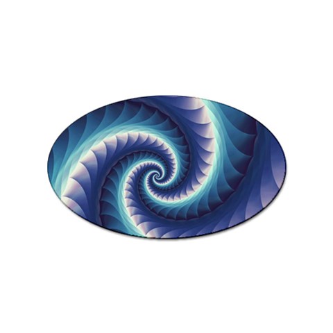 Purple & Aqua Spiral Fractal  Sticker Oval (10 pack) from ArtsNow.com Front