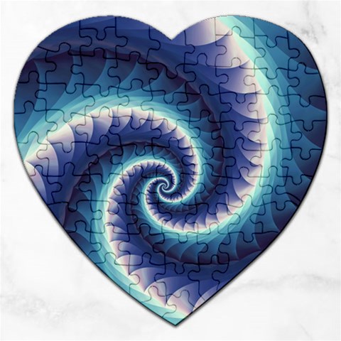 Purple & Aqua Spiral Fractal  Jigsaw Puzzle (Heart) from ArtsNow.com Front