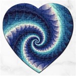 Purple & Aqua Spiral Fractal  Jigsaw Puzzle (Heart)