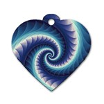 Purple & Aqua Spiral Fractal  Dog Tag Heart (One Side)