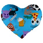 boy Emoji Large 19  Premium Flano Heart Shape Cushion