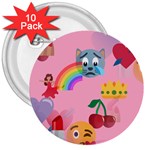 girly Emoji  3  Button (10 pack)