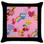 girly Emoji  Throw Pillow Case (Black)