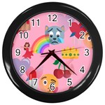 girly Emoji  Wall Clock (Black)