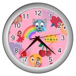 girly Emoji  Wall Clock (Silver)