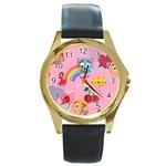 girly Emoji  Round Gold Metal Watch