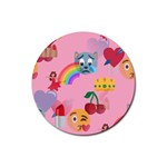 girly Emoji  Rubber Round Coaster (4 pack)