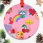 girly Emoji  Round Ornament (Two Sides)