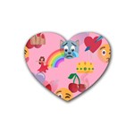 girly Emoji  Heart Coaster (4 pack)