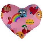 girly Emoji  Large 19  Premium Heart Shape Cushion