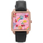 girly Emoji  Rose Gold Leather Watch 