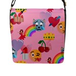 girly Emoji  Flap Closure Messenger Bag (L)