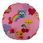 girly Emoji  Large 18  Premium Flano Round Cushion 