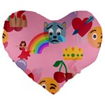 girly Emoji  Large 19  Premium Flano Heart Shape Cushion