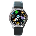 halloween Emoji  Round Metal Watch