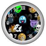 halloween Emoji  Wall Clock (Silver)