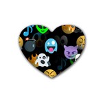 halloween Emoji  Rubber Coaster (Heart)