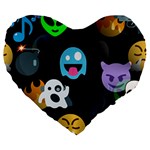 halloween Emoji  Large 19  Premium Heart Shape Cushion