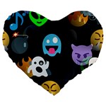 halloween Emoji  Large 19  Premium Flano Heart Shape Cushion