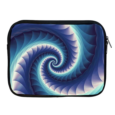 Purple & Aqua Spiral Fractal  Apple iPad 2/3/4 Zipper Case from ArtsNow.com Front