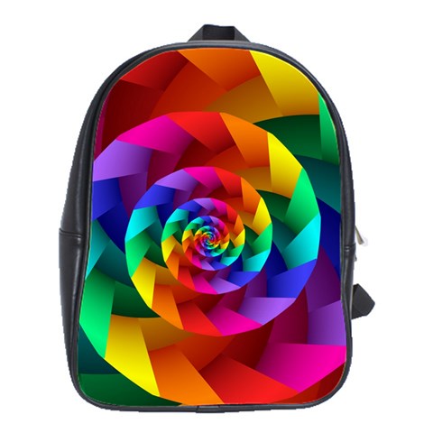 Psychedelic Rainbow Spiral School Bag (Large) from ArtsNow.com Front