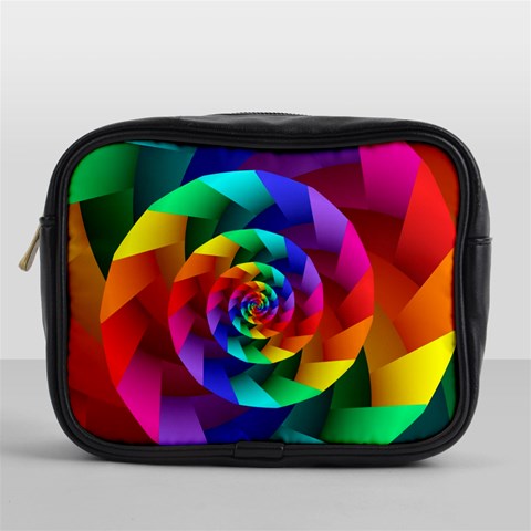 Psychedelic Rainbow Spiral Mini Toiletries Bag (One Side) from ArtsNow.com Front