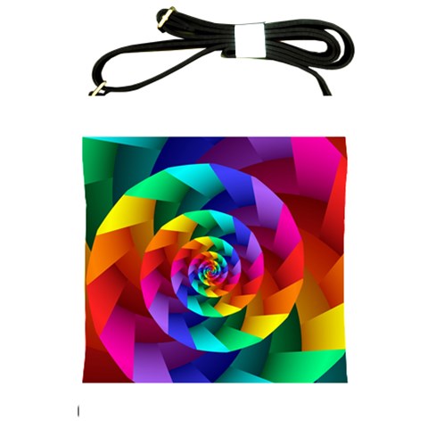 Psychedelic Rainbow Spiral Shoulder Sling Bag from ArtsNow.com Front