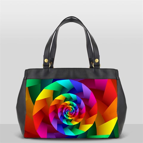 Psychedelic Rainbow Spiral Oversize Office Handbag from ArtsNow.com Front