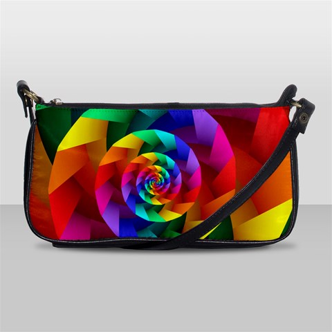 Psychedelic Rainbow Spiral Shoulder Clutch Bag from ArtsNow.com Front