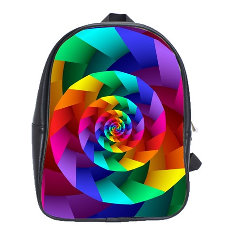 Psychedelic Rainbow Spiral School Bag (XL) from ArtsNow.com Front