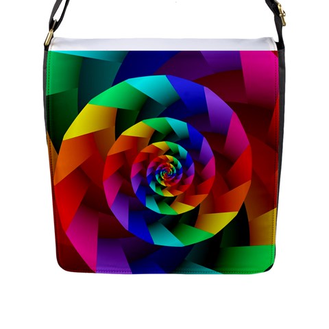 Psychedelic Rainbow Spiral Flap Closure Messenger Bag (L) from ArtsNow.com Front