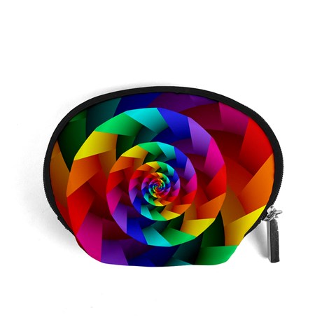 Psychedelic Rainbow Spiral Accessory Pouch (Small) from ArtsNow.com Front