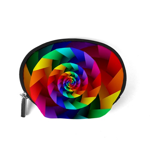 Psychedelic Rainbow Spiral Accessory Pouch (Small) from ArtsNow.com Back