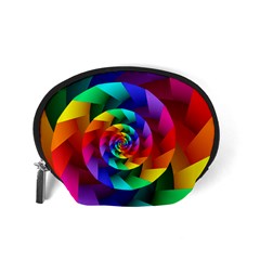 Psychedelic Rainbow Spiral Accessory Pouch (Small) from ArtsNow.com Back