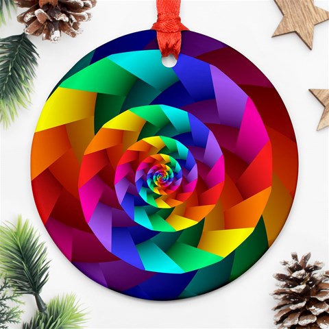 Psychedelic Rainbow Spiral Ornament (Round) from ArtsNow.com Front