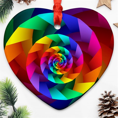 Psychedelic Rainbow Spiral Ornament (Heart) from ArtsNow.com Front