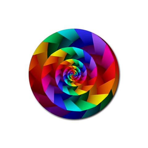 Psychedelic Rainbow Spiral Rubber Round Coaster (4 pack) from ArtsNow.com Front