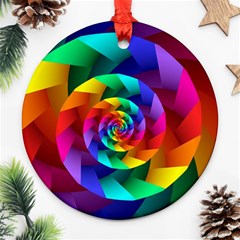 Psychedelic Rainbow Spiral Round Ornament (Two Sides) from ArtsNow.com Back