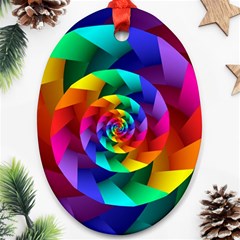 Psychedelic Rainbow Spiral Oval Ornament (Two Sides) from ArtsNow.com Back