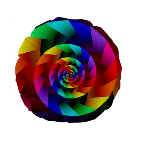 Psychedelic Rainbow Spiral Standard 15  Premium Round Cushion  from ArtsNow.com Front