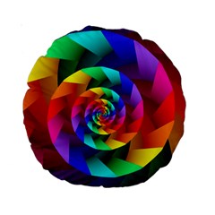 Psychedelic Rainbow Spiral Standard 15  Premium Round Cushion  from ArtsNow.com Back