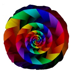 Psychedelic Rainbow Spiral Large 18  Premium Round Cushion  from ArtsNow.com Front