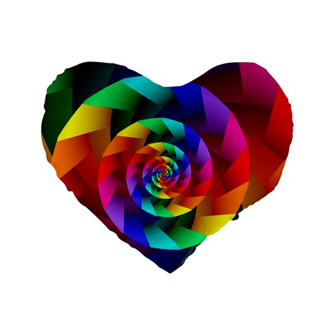 Psychedelic Rainbow Spiral Standard 16  Premium Heart Shape Cushion  from ArtsNow.com Front