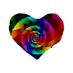 Psychedelic Rainbow Spiral Standard 16  Premium Heart Shape Cushion  from ArtsNow.com Front