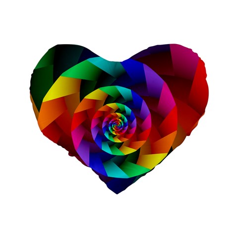 Psychedelic Rainbow Spiral Standard 16  Premium Heart Shape Cushion  from ArtsNow.com Back