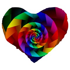 Psychedelic Rainbow Spiral Large 19  Premium Heart Shape Cushion from ArtsNow.com Back