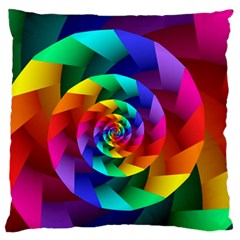 Psychedelic Rainbow Spiral Large Flano Cushion Case (Two Sides) from ArtsNow.com Front