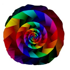 Psychedelic Rainbow Spiral Large 18  Premium Flano Round Cushion  from ArtsNow.com Front