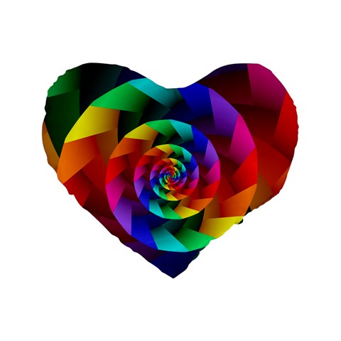 Psychedelic Rainbow Spiral Standard 16  Premium Flano Heart Shape Cushion  from ArtsNow.com Front