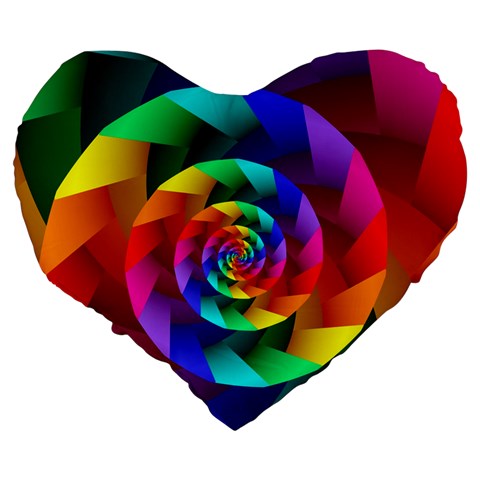 Psychedelic Rainbow Spiral Large 19  Premium Flano Heart Shape Cushion from ArtsNow.com Back